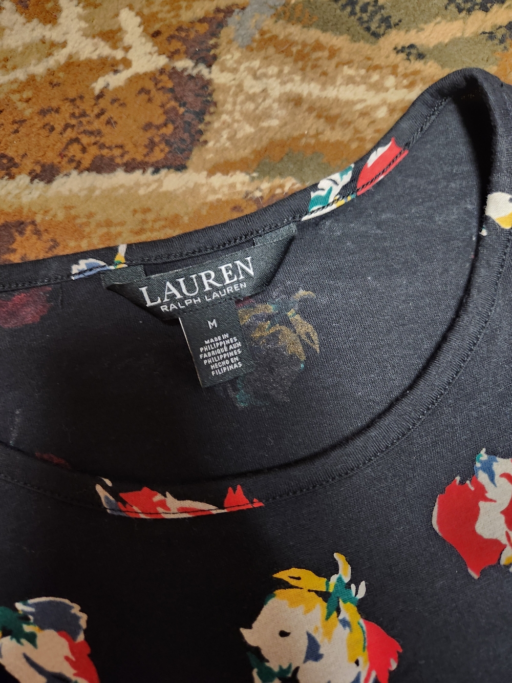 Lauren Ralph Lauren Black Floral Tee with Multicolor Blooms - Picture 4 of 11
